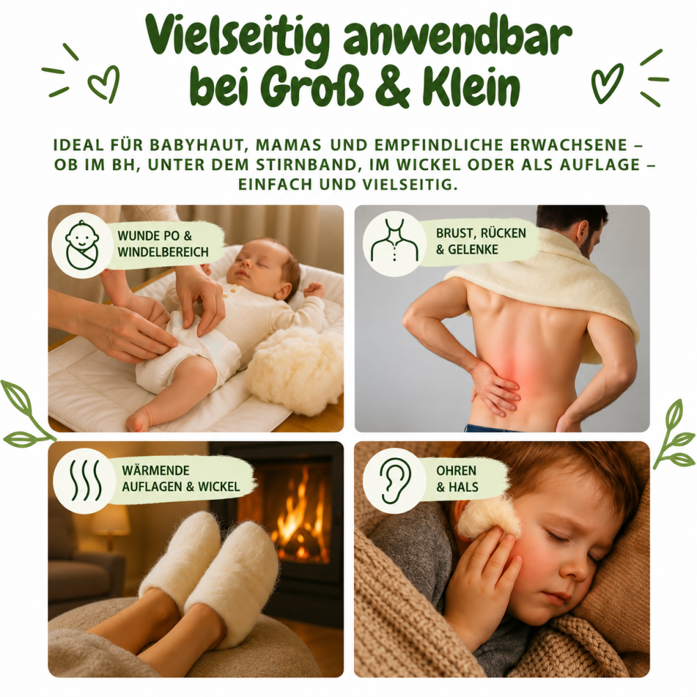 Organic Healing Wool, kbT (300 g in cotton bag, ethically produced)