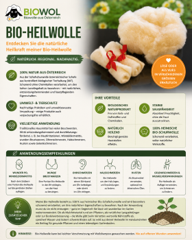 Preview: Bio-Heilwolle im Vlies, kbT (ca. 150 x 200 cm = ca. 500 g Rolle verpackungsfrei)