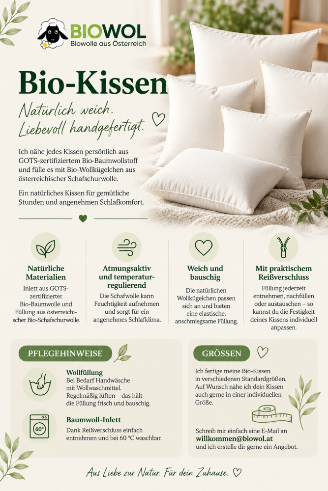 Preview: Organic pillow 30x30 cm, handmade