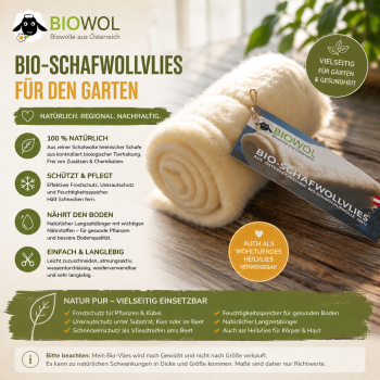Preview: Bio-Schafwollvlies, kbT (ca. 150 x 200 cm = ca. 500 g Rolle)