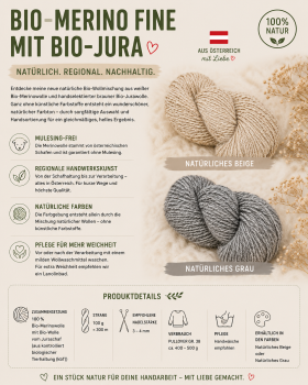 Preview: Organic Merino wool with organic Jura sheep wool (kbT) - natural grey