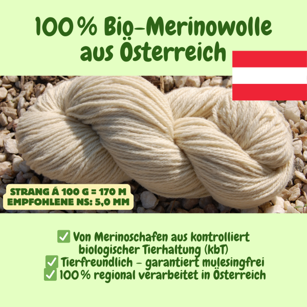Bio-Merino Nature aus 100 % österreichischer Bio-Merinowolle