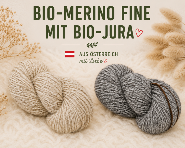 Bio-Merino mit Bio-Jura aus 100 % österreichischer Bio-Schafschurwolle - beige